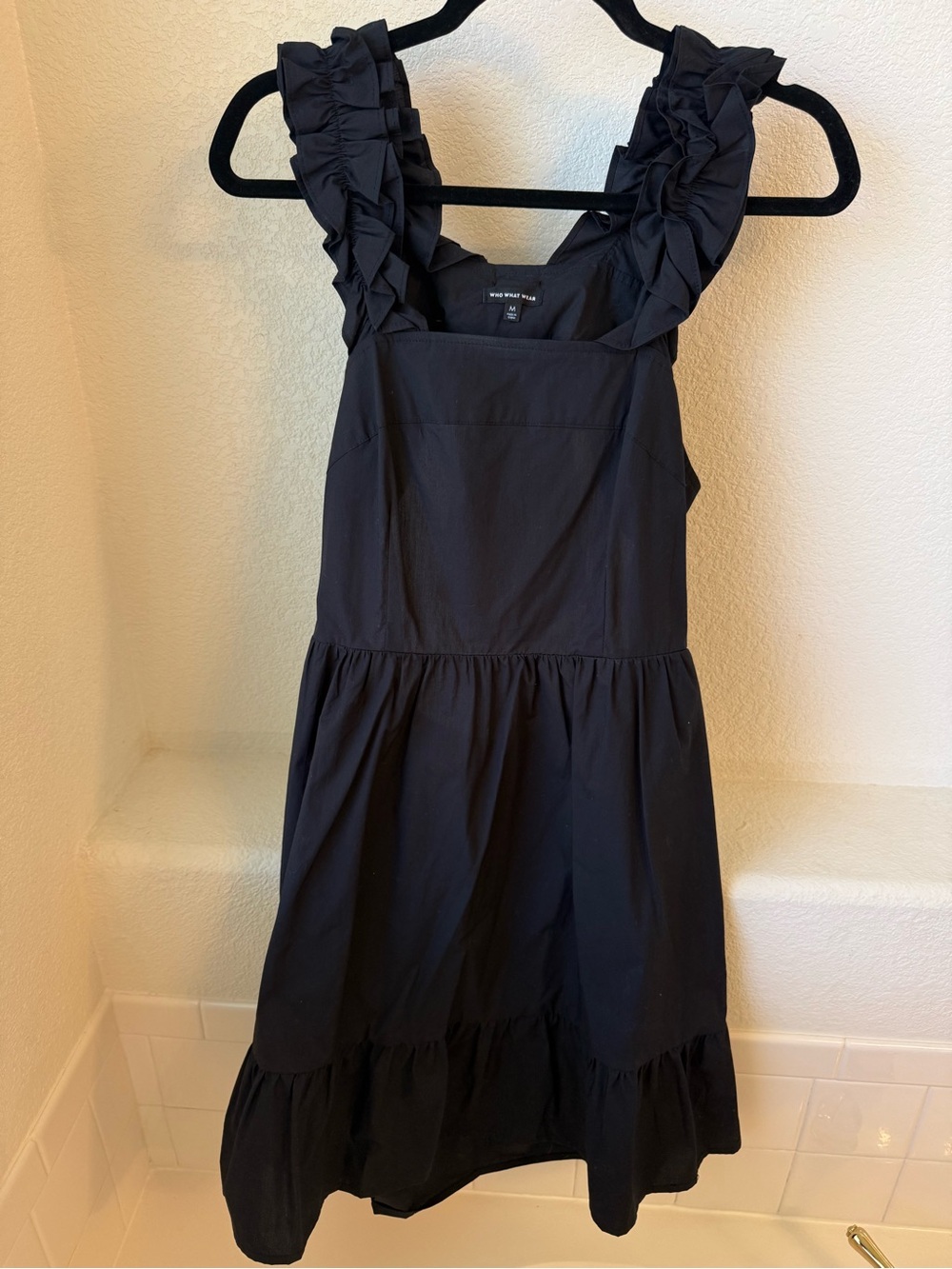 Open back- Black Ruffle Strap Dress